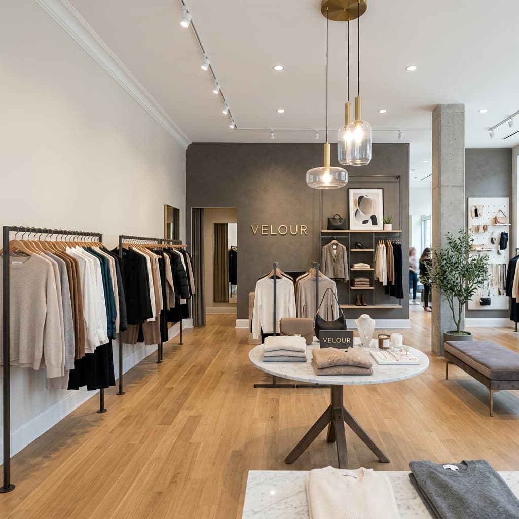 Modern retail store interior featuring professionally painted accent walls and bright layout